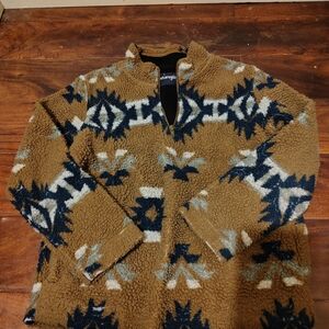 Wrangler Men's Zip-Up Sweater in Brown and Blue